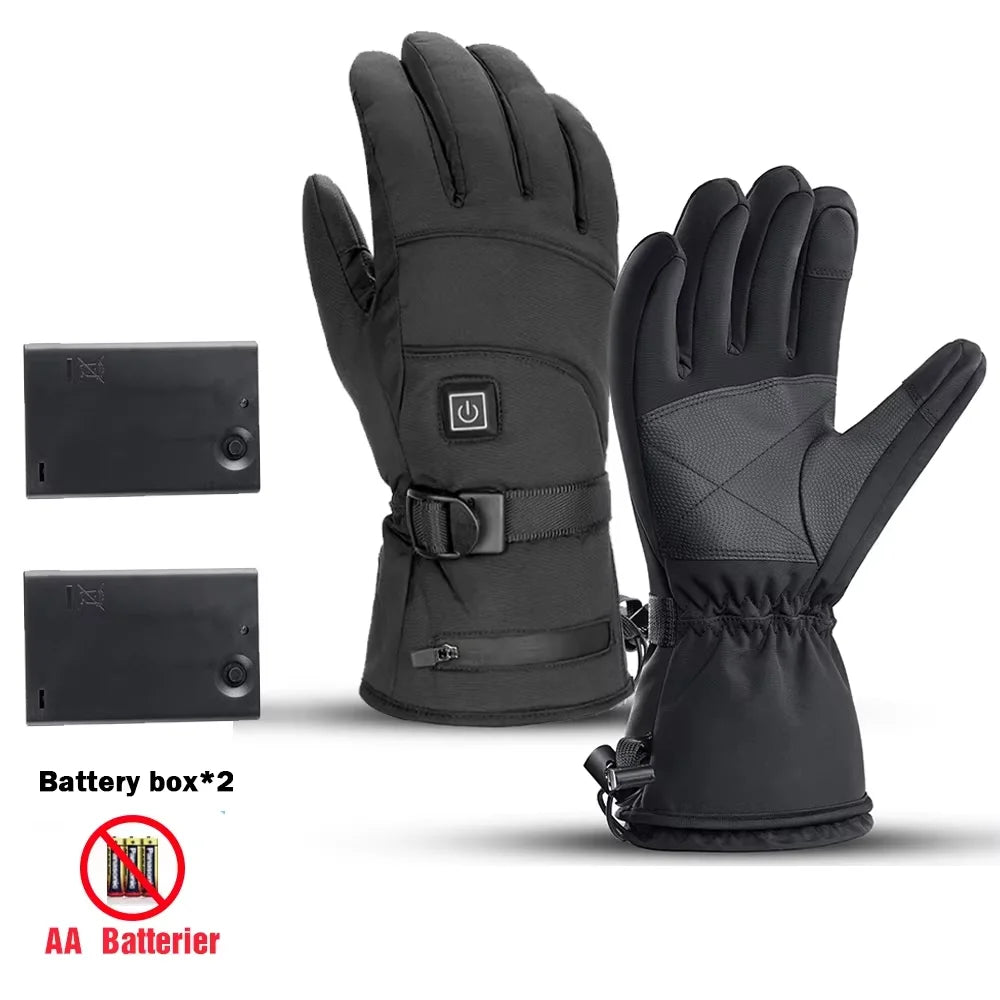 Winter Heated Gloves With Battery Box Heating Hand Warmer Thermal Gloves Waterproof Snowboard Cycling Motorcycle Bicycle Ski