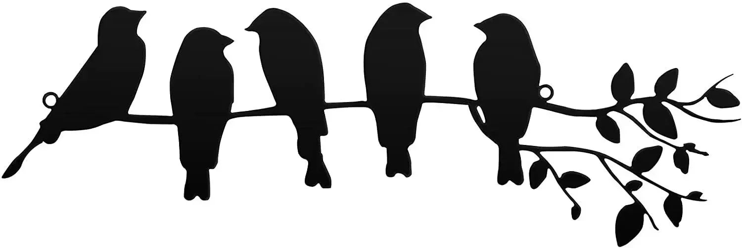 Metal Bird Wall Art 5 Birds on the Branch Wall Decor Leaves with Birds Sculpture Wall decor metal wall hanging Room Decor