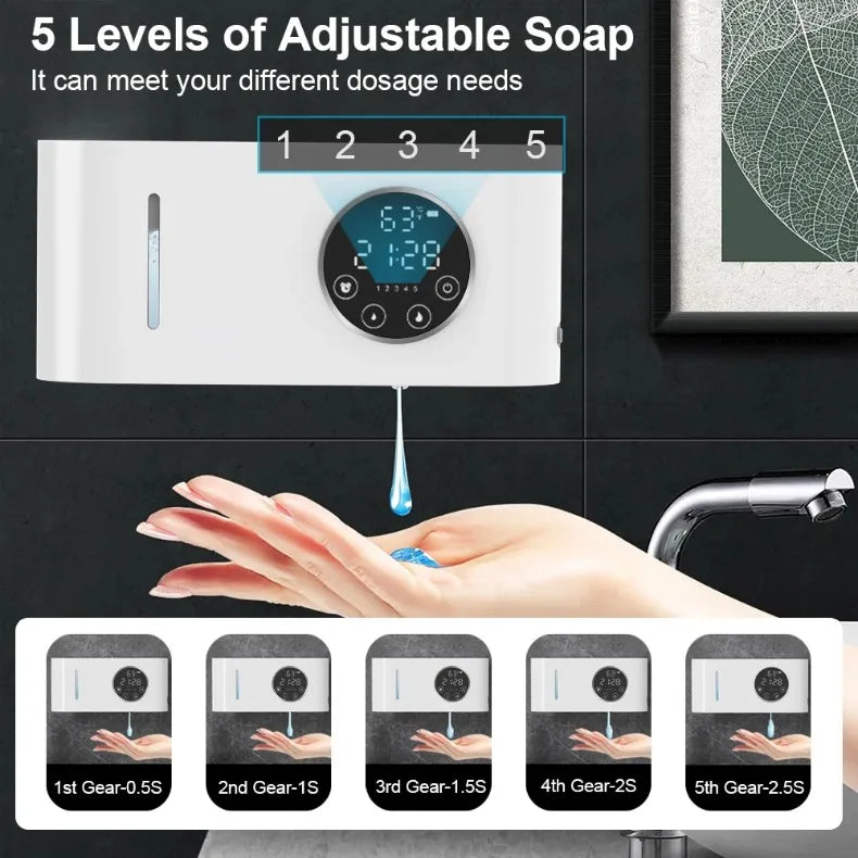 Automatic Soap Dispenser Wall-Mounted Non-Contact Sensor Soap Dispenser (With LED Screen) for Bathroom Kitchen Soap Dispenser