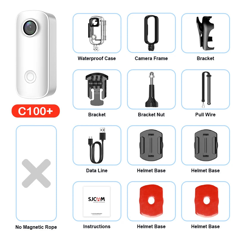 SJCAM Pocket 4K Mini Camera with Waterproof Case C100 Plus EIS Action Cam Magnetic Wearable for Helmet Motorcycles Cycling Vlog