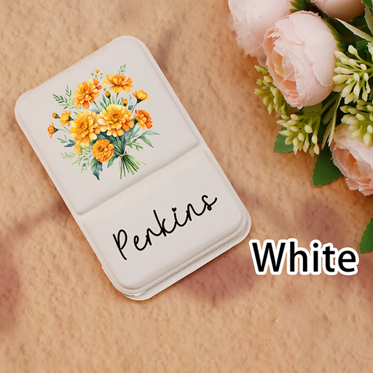 Custom Birth Flower Makeup Pocket Mirror,Personalized Name Stand-Up Folding Mirror,Customizable Travel Makeup Mirror,