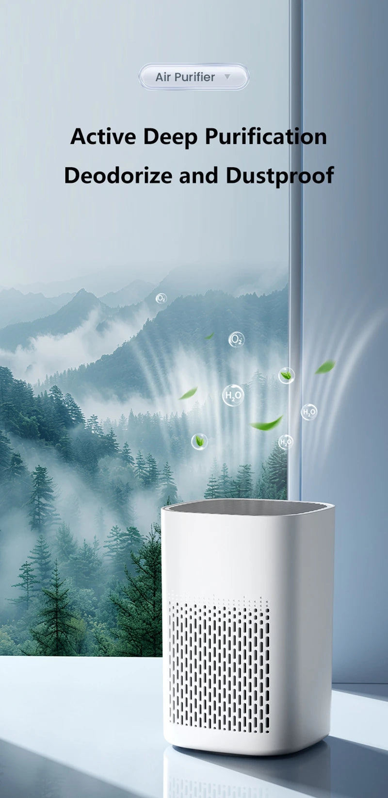 Air Purifier Smoke Odor Negative Ion Generator Household HEPA Air Purifier Efficient Purify Air Formaldehyde For Car Room