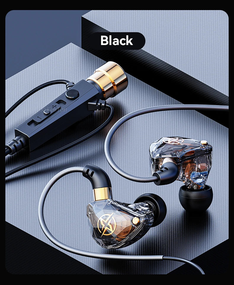 Wired HiFi Headphones with Mini Condenser Microphone Bass Dynamic Earphone Noise-Cancelling Headset for Sports Music Karaoke
