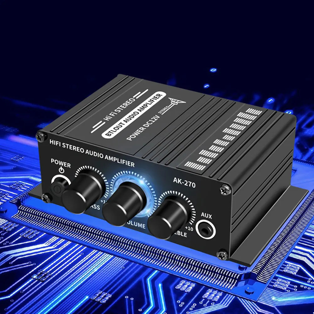 AK-270 HIFI Amplifier Channel 2.0 Stereo Audio Sound Amp Bass Trebl for Home Theater Sound System