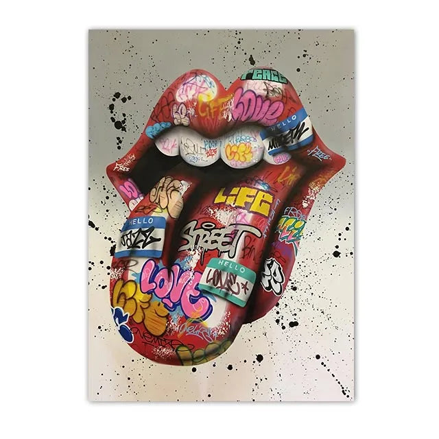 Graffiti Wall Art Home Decoration Painting Street Hand Gestures Love Kiss Modern Poster Print Pictures Abstract Pop Room Mural