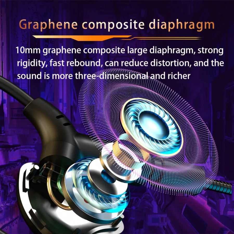 Esports Gaming Headset 360° Surround Sound Hifi Stereo Wired Earphones 3.5mm/Type-C/USB In-Ear Dual Micrphone PUBG Gaming Earbud