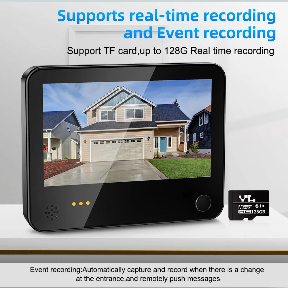 Wifi Smart Tuya Peephole 6000mAh Doorbell Video Intercom Night Vision Door Eye Camera PIR Motion Detection Record Video
