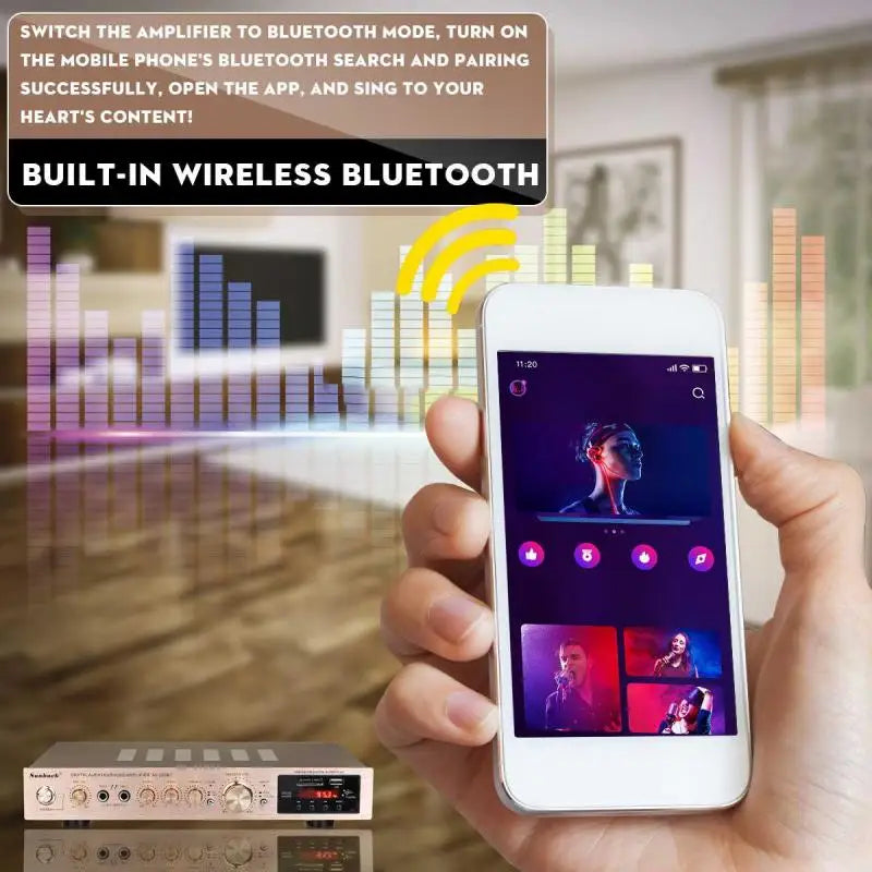 110/220V 2000W Bluetooth 5.0 Audio Power Amplifier Home Theater Amplifiers amplificador Audio Support FM USB with Remote Control