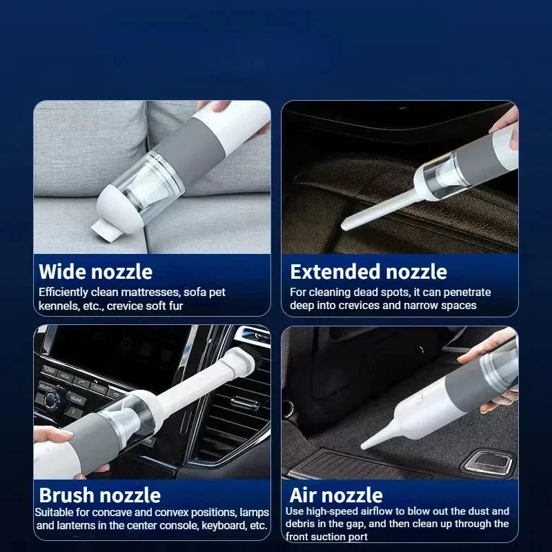 Powerful Car Vacuum Cleaner High Suction Mini Wireless Handheld Cyclonic Vacuum Dust Catcher Home Car Wet Dry Rechargeable