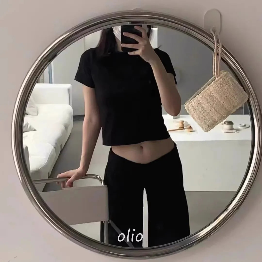 French Art Home Decoration Wall-Mounted High-Definition Mirror Customized Stainless Steel Frame Round, Square Dressing Mirror
