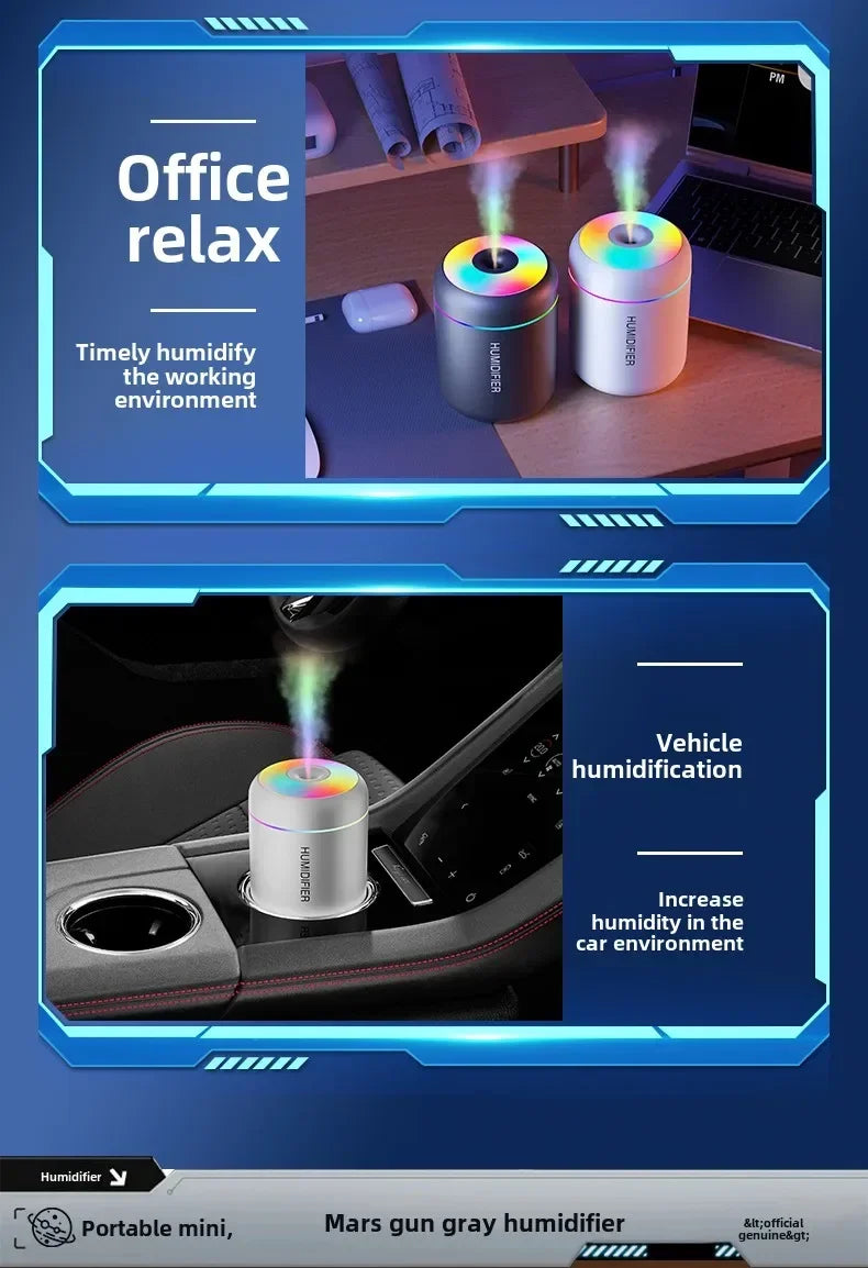 Car Mini Air Humidifier 180ML USB Electric Aroma Diffuser Essential Oil Purifier Aromatherapy Mist Maker Lights For Home Bedroom