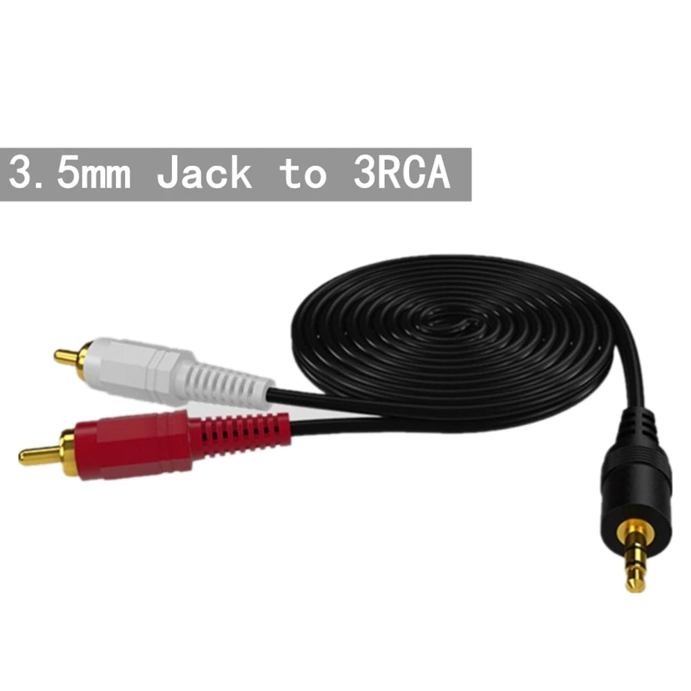 3.5mm to 3RCA to 3RCA 3.5mm to 2RCA to 2RCA Audio Video Cable Gold-Plated AV Cable for TV Amplifier Home Theater Speaker