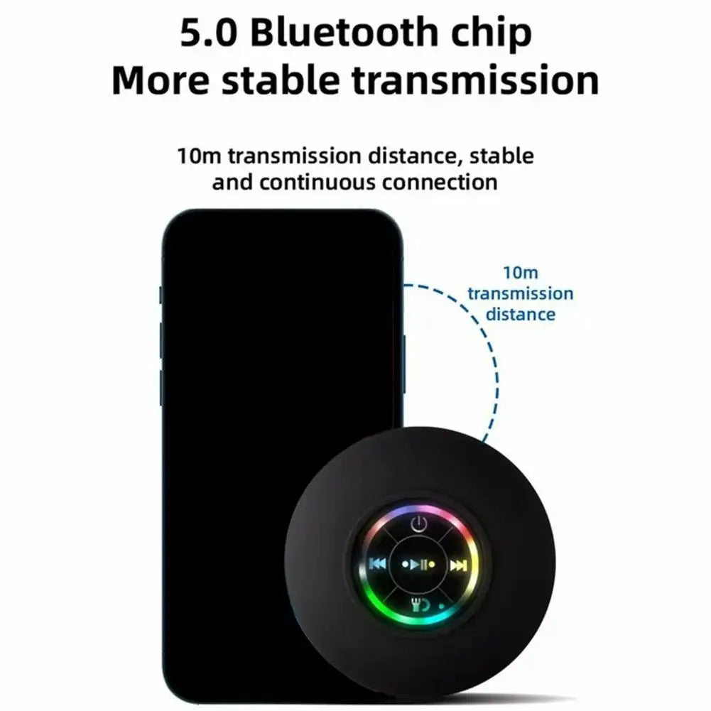 Portable Wireless Bluetooth Speaker LED IPX4 Waterproof Loudspeaker Outdoor Bathroom Large Suction Cup Mini Stereo Sound Box