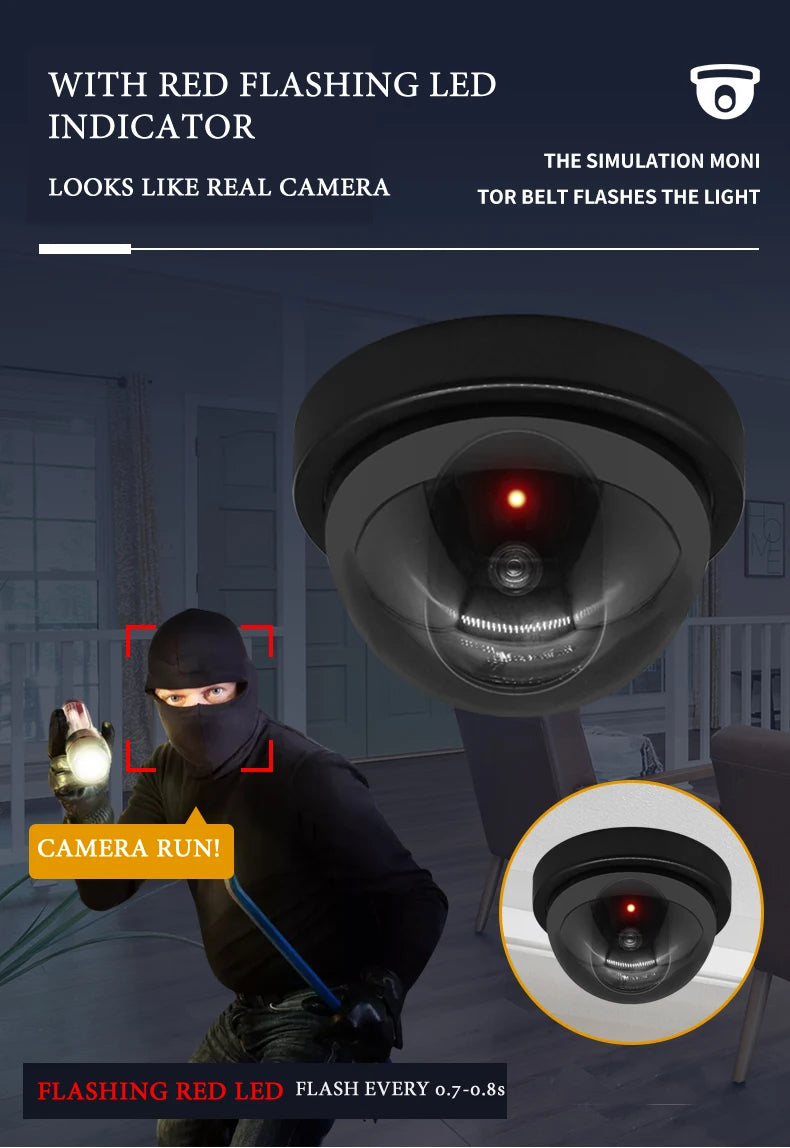 Creative Flashing Led Fake Camera Black Plastic Dome CCTV Dummy Camera Surveillance Security System Power Via AA Battery