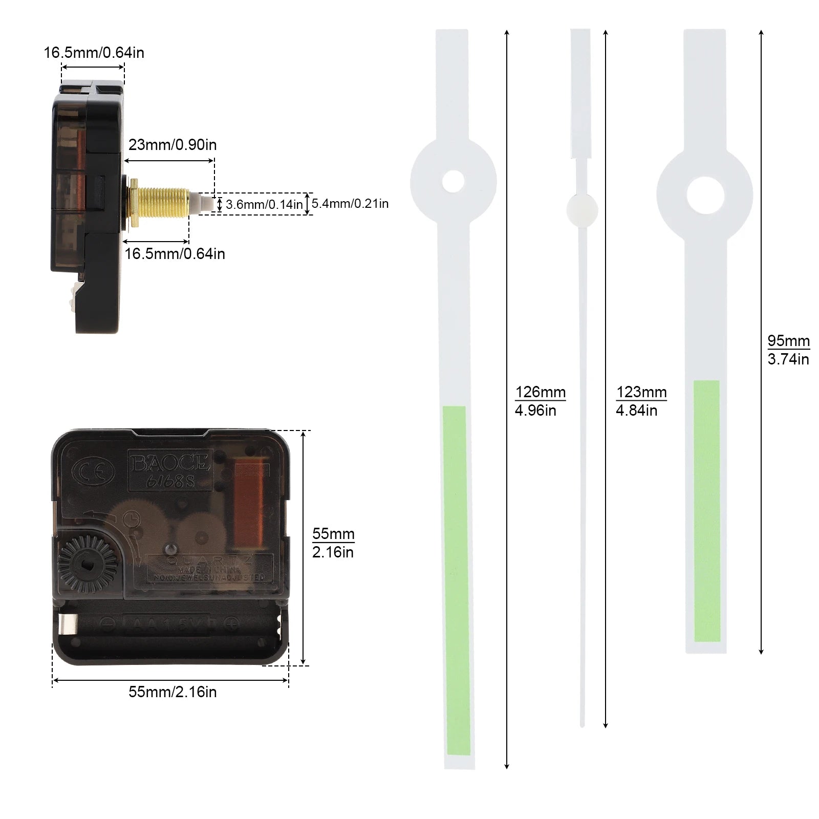 Quartz Battery Operated Silent Wall Clock Movement Mechanisms for DIY / Repair, Clock Parts Replacement