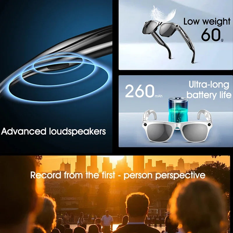 2026 4K HD Color Changing AI Smart Glasses Chat GPT 100MP Camera Bluetooth Call Voice Assistant  Control Smart Glasses 2026 New