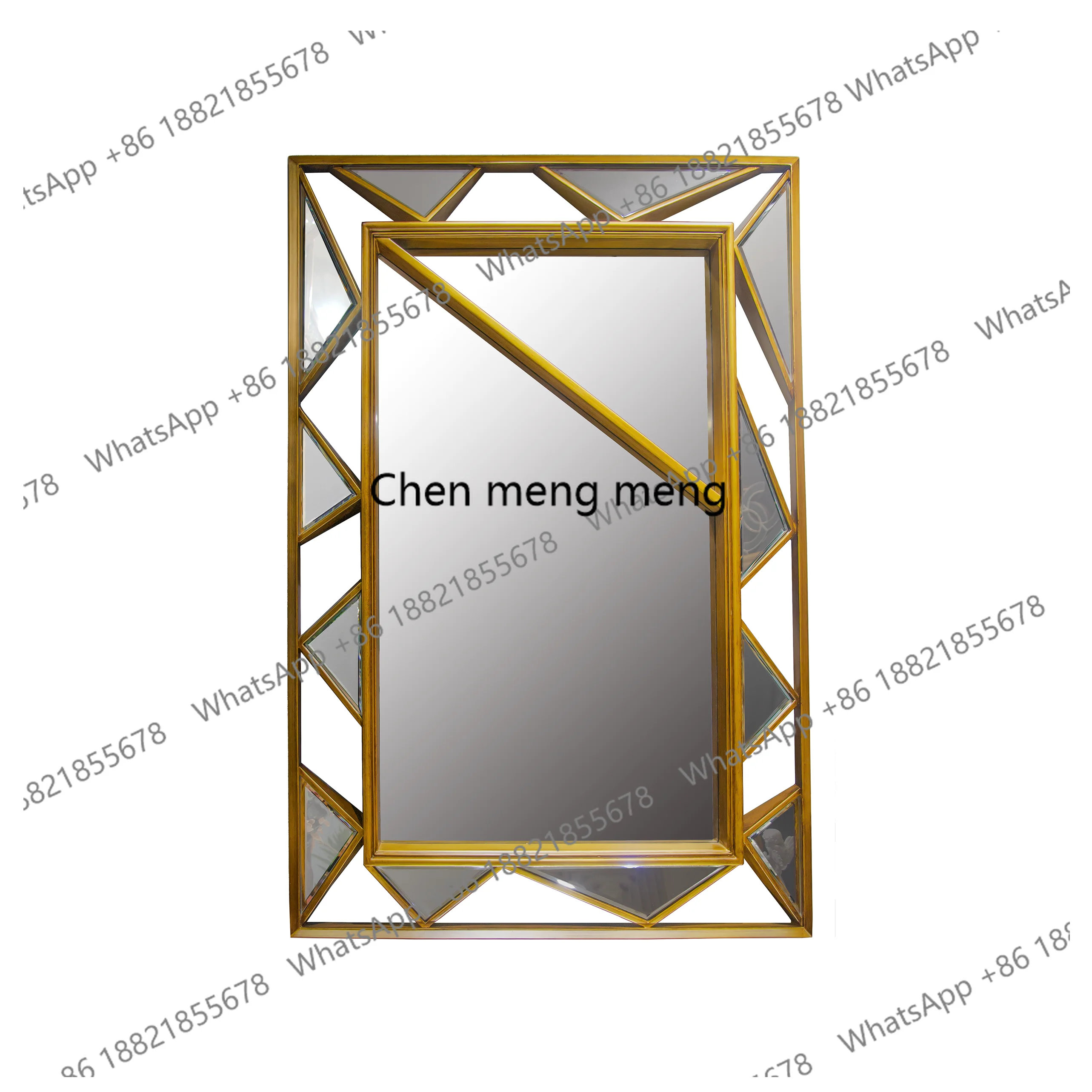 European retro art bathroom mirror luxury square living room entrance wall decorative mirror
