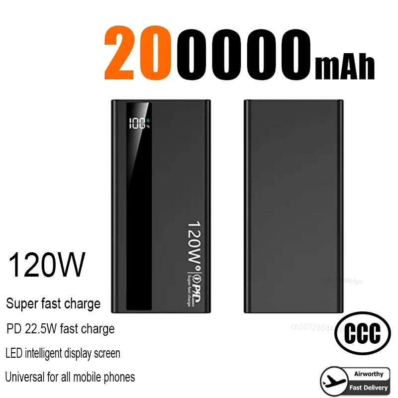 500000mAh High Capacity PowerBank 120W Super Fast Charging Portable External Battery Powerbank for iphone Huawei
