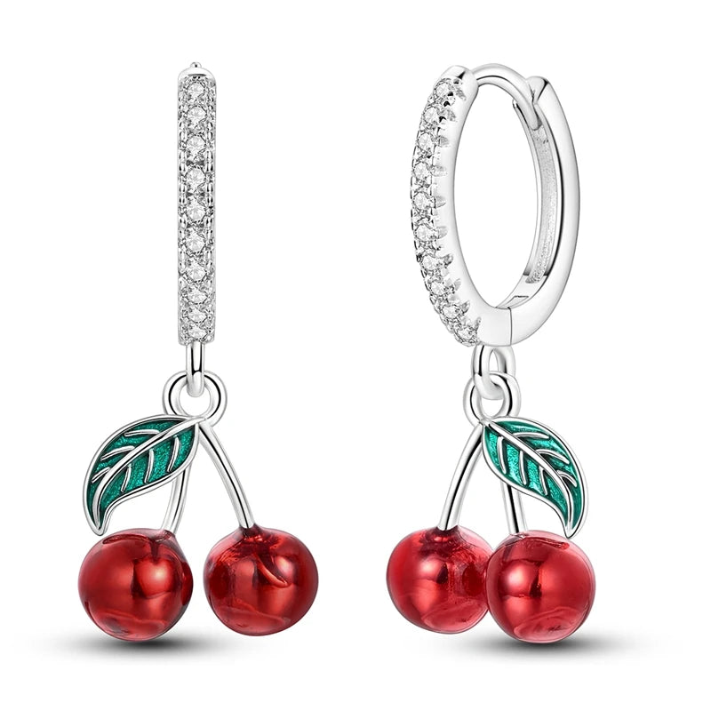 925 Sterling Silver Earrings Mushroom Glowing Firefly Cherry Bee Earring For Women Wedding Engagement Party Fashion Jewelry Gift