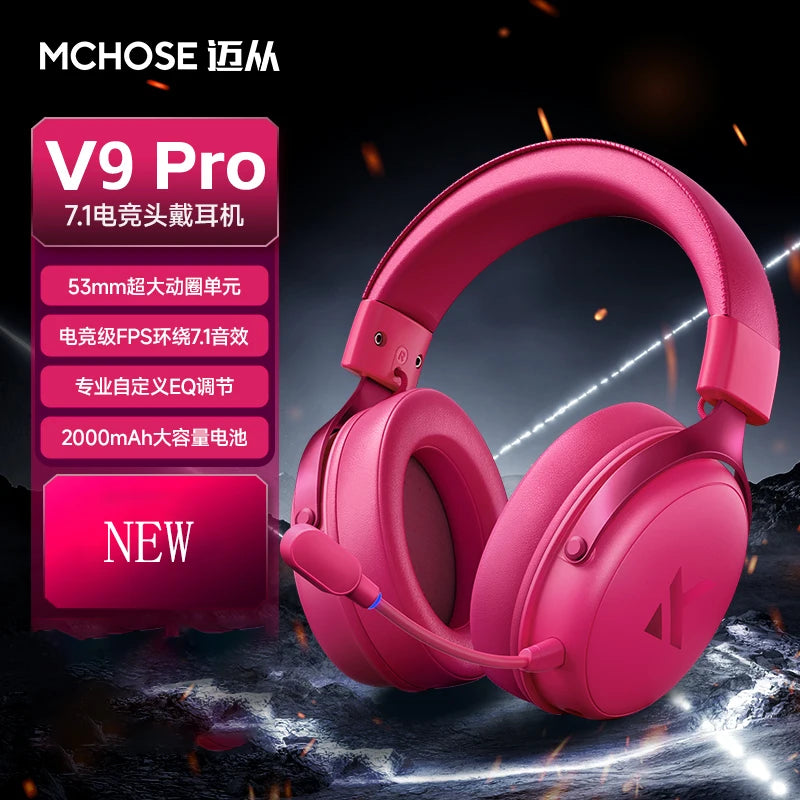 Newly Upgraded MCHOSE V9 Pro Over-Ear Gaming Headset with Four-Mode Connectivity Long Battery Life for Gaming and Entertainment