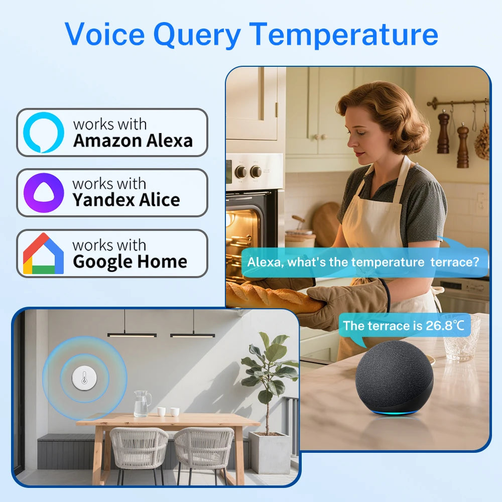 Smart Zigbee 3.0 Temperature Humidity Sensor App Remote Control Thermometer Monitor Works With EWelink Zigbee2Mqtt ZHA Alexa