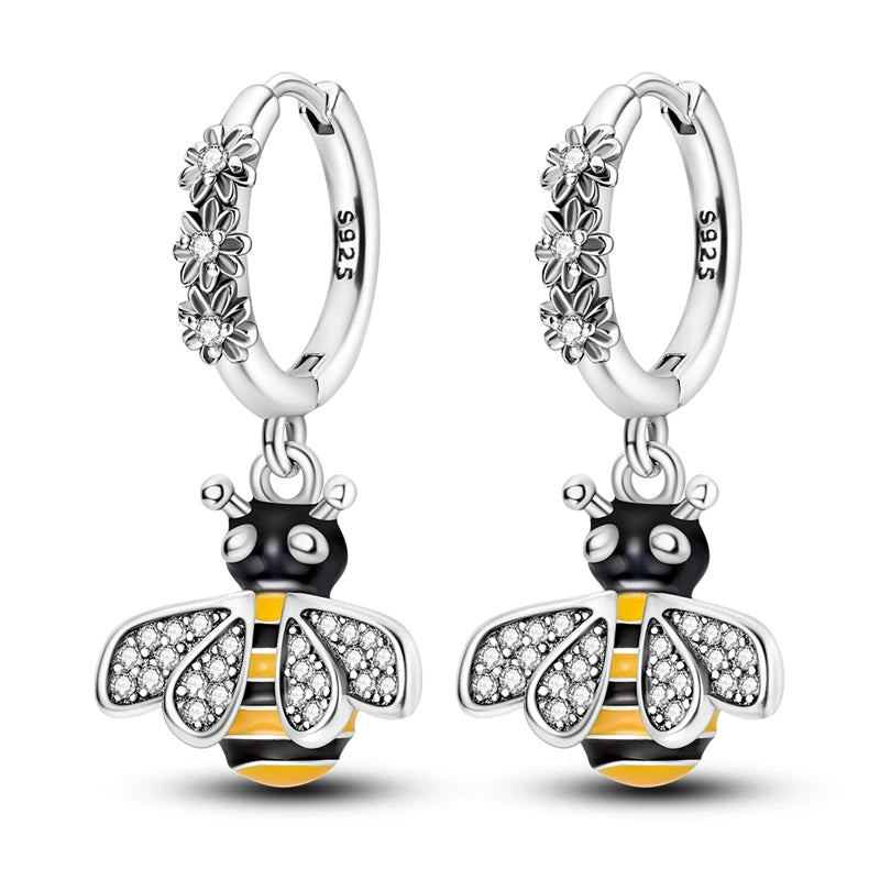 925 Sterling Silver Earrings Mushroom Glowing Firefly Cherry Bee Earring For Women Wedding Engagement Party Fashion Jewelry Gift