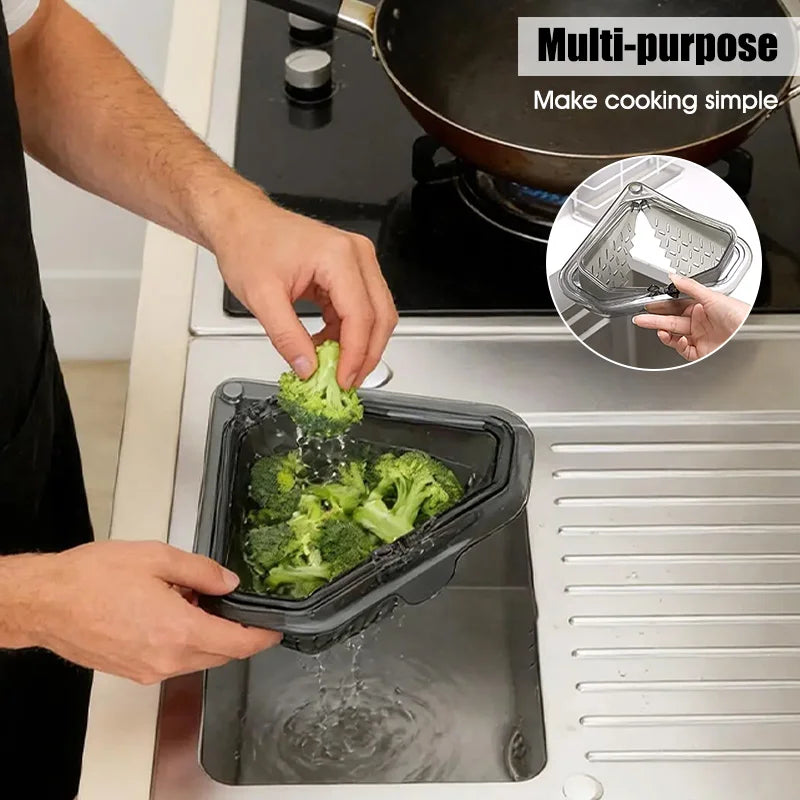 Magnetic Anti-leak Kitchen Sink Filter Multifunctional Triangular Hanging Durable Food Waste Collector Drain Rack Kitchenware