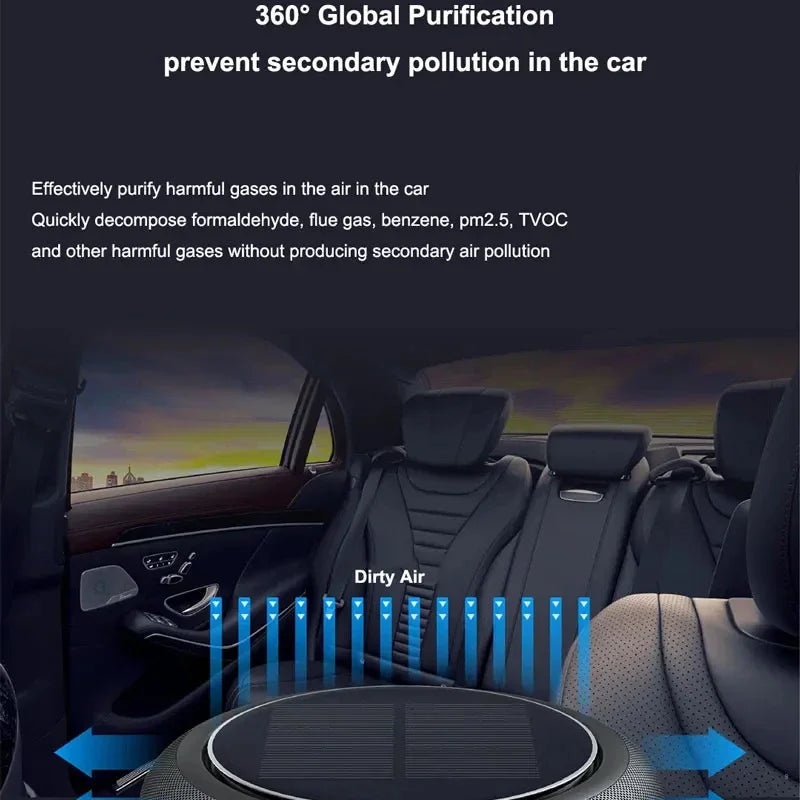 Youpin Air Purifier Solar Charging Car Ionizer HEPA Filter Ion Deodorant Car Aroma Machine Air Fresh Usb Rechargeable Home New