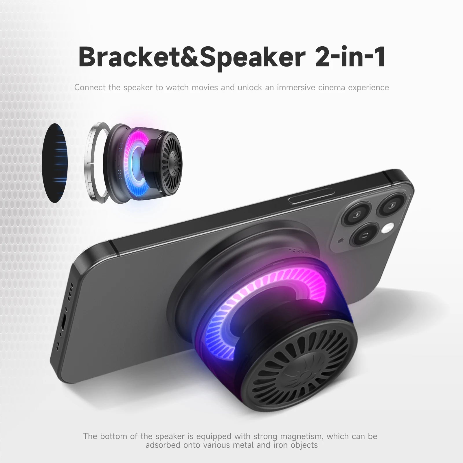 Wireless Bluetooth speaker Gift Magnetic bracket portable High-sound quality TWS interconnected LED color light mini speaker