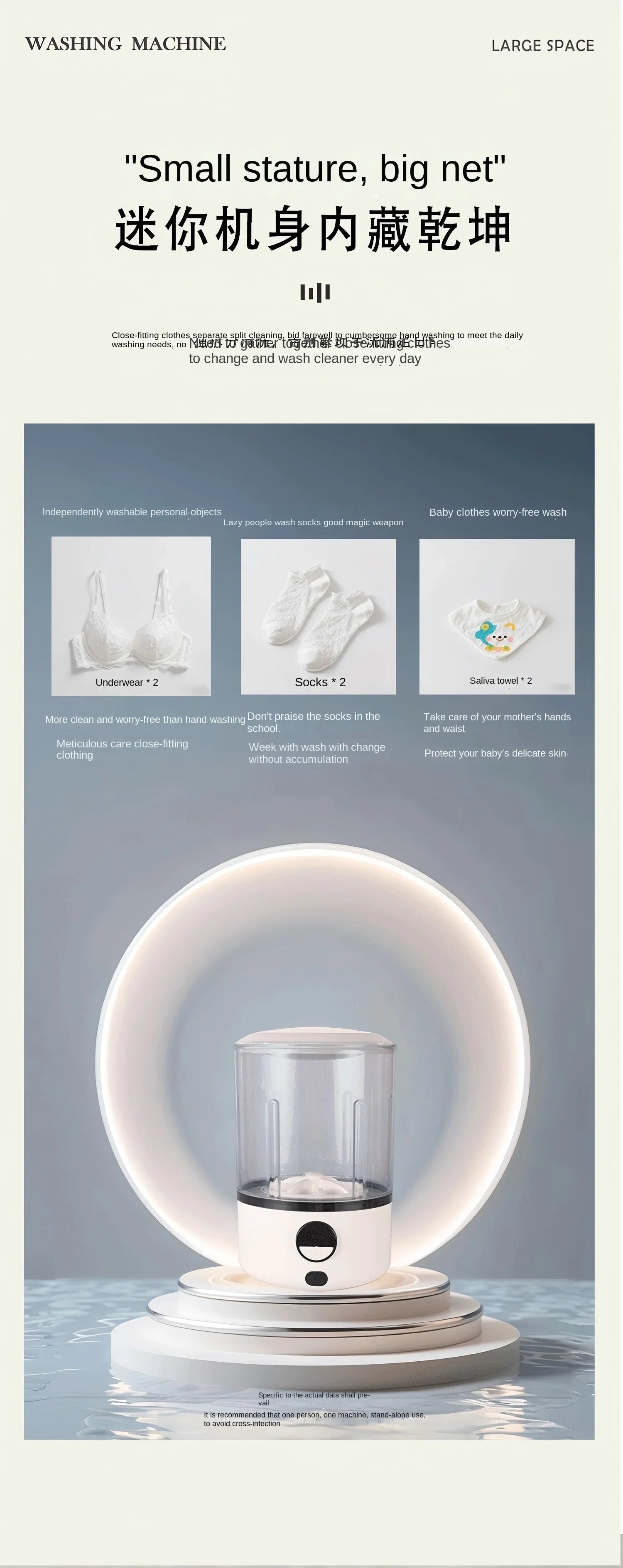 2L mini washing machine automatic portable turbo Led washing cup portable washing machine is suitable for underwear, underwear