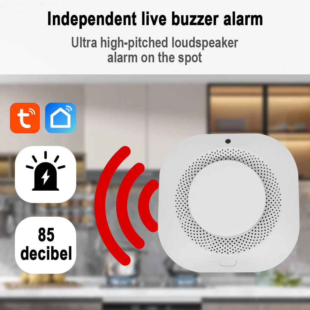 Tuya Smart Zigbee / Wifi Smoke Detector Smart Fire Fire Protection Home Security Alarm Sound Light Alarm APP Control