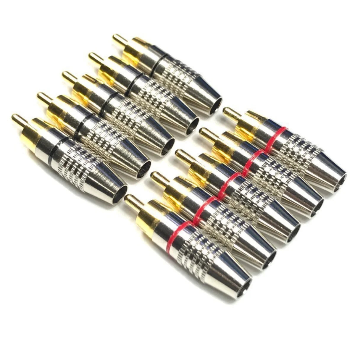 10Pcs RCA Male Plug Solder Gold Audio Video Cable Adapter Connector for Receiver Amplifiers and Sound Systems