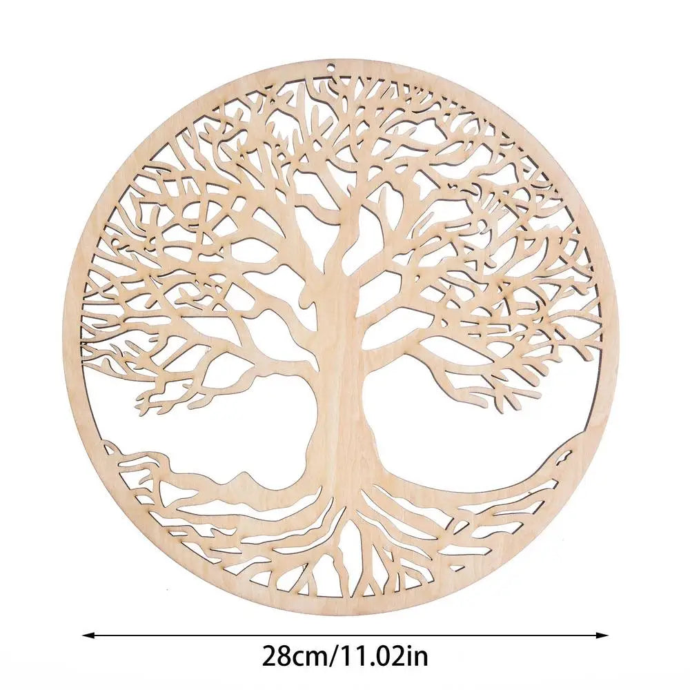 2024 New Tree of Life Wooden Wall Art Decor Hanging Wood Crafts Hollow Ornament for Living Room Decoration