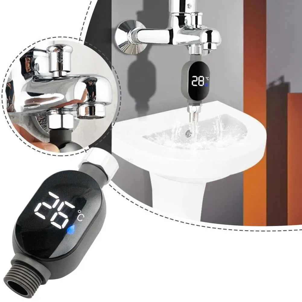 Digital Shower Thermometer Instant-Read LED Display 0℃~99℃ Waterproof Bath Thermostat For Home Bathroom Temperature Measurement