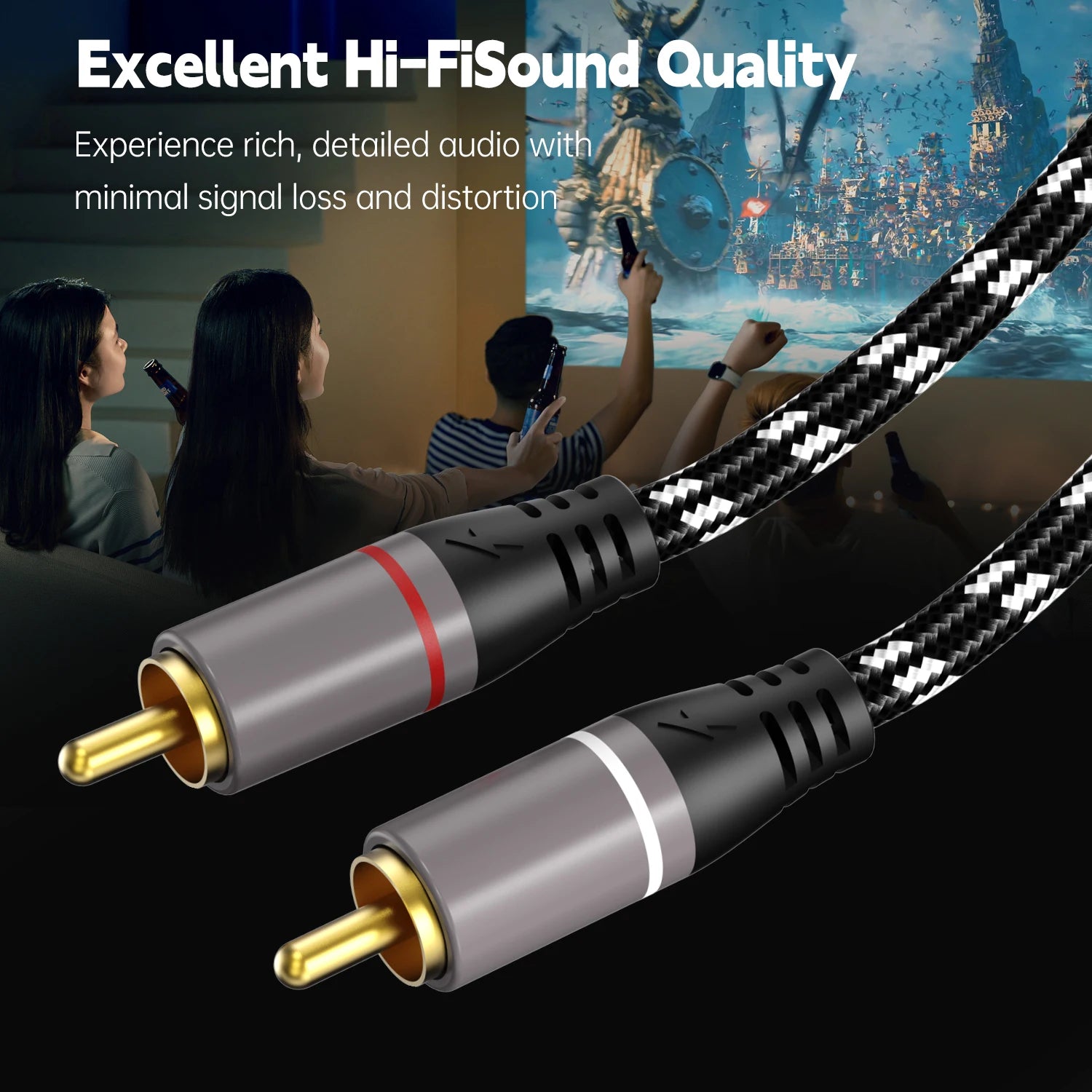 HIFI Stereo RCA Cable 2RCA to RCA Audio Cable Male To Male Aux Cables for Home Theater HDTV DVD Loudspeaker Box Power Amplifier
