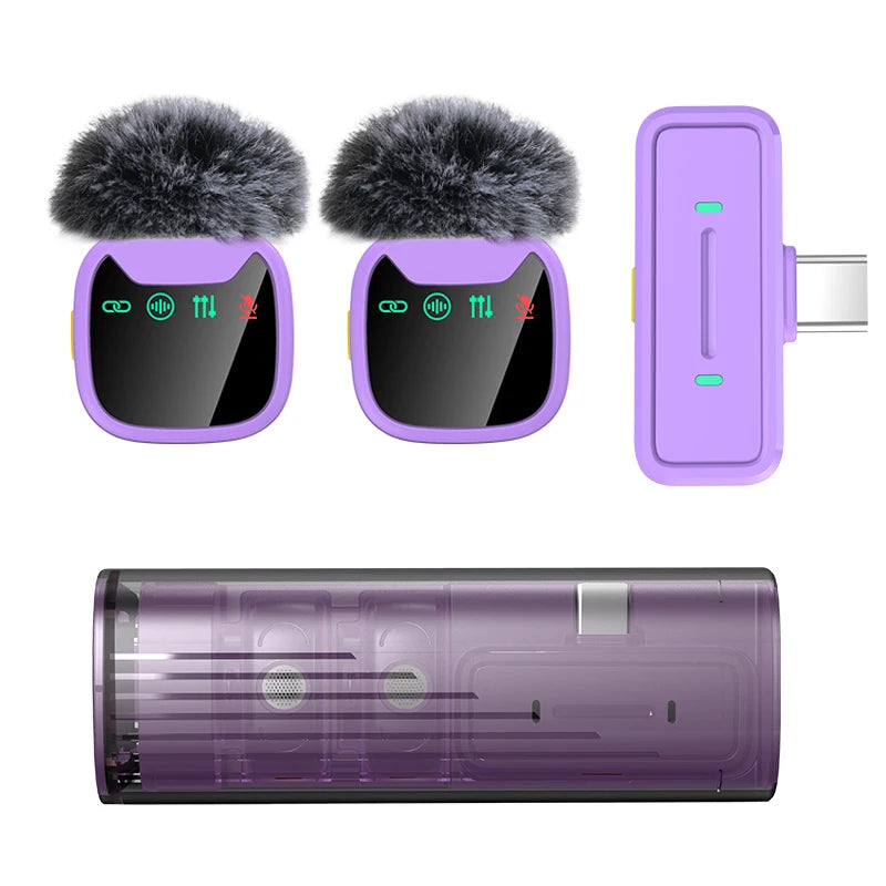 LED Display Wireless Lavalier Microphone for Smartphone Plug&Play Noise Reduction Mic for Interview Podcast Vlog Video Recording