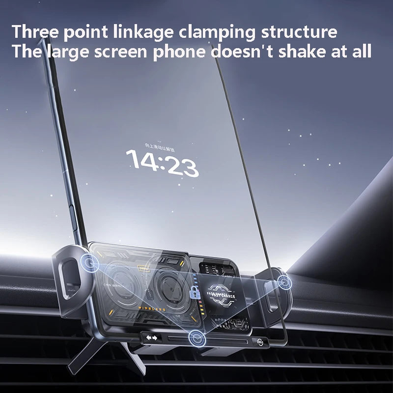 High Intelligent Mobile Phone/Pad Holder, Magnetic Phone Holder for Car, 2 in 1 Auto Rotating Phone Holder, Wireless Car Charger