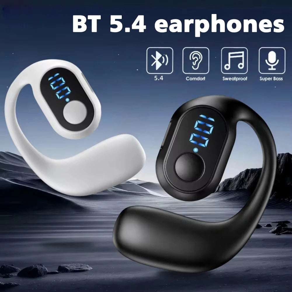 Bluetooth 5.4 Ear Hook Headphone With Mic TWS Wireless Earphone HiFi Stereo Noise Reduction Driving Headset Waterproof Earbud