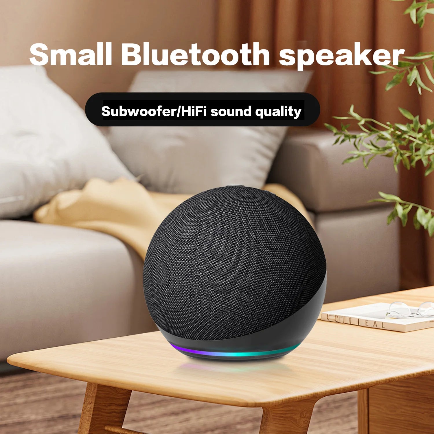 Alaxe Wireless Bluetooth Speaker with 360° Surround Sound IPX4 Waterproof Speaker RGB Lights Portable Subwoofer for Party Travel