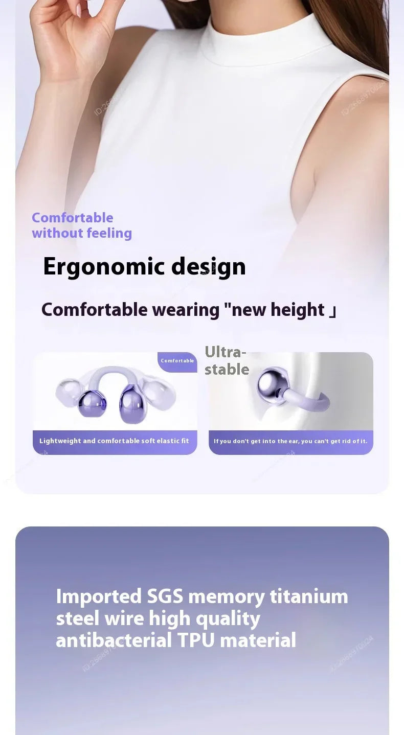 Premium Clip-on Earphones Wireless Bluetooth Earbuds Sound Quality Long Battery Life Perfect for Sports Headphones With Micphone
