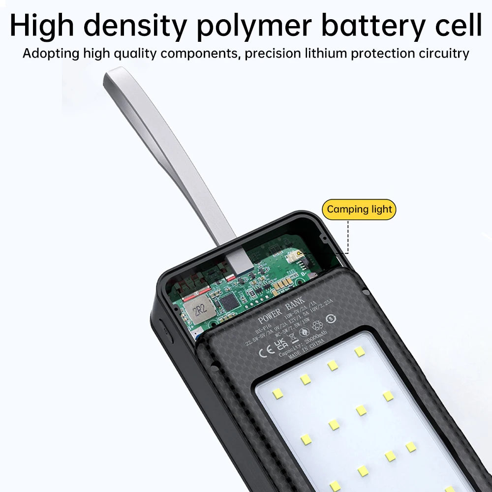 DIY 16x18650 Power Bank Case QC3.0/0C2.0/AFC/FCP/SCP 22.5W+15W Micro USB Type C 22.5W Fast Charging for Mobile Phones