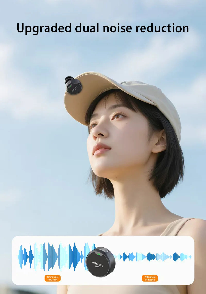 Wireless Lavalier Microphone Outdoor Live Recording Interview Vlog Magnetic Noise Reduction Portable For iPhone Android