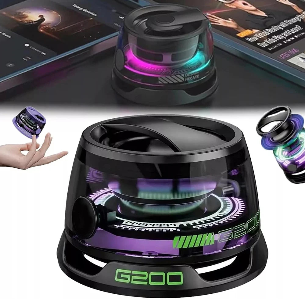 Outdoor Magnetic Bluetooth5.3 Speaker Wireless Portable Mini Travel Stereo Speaker with RGB Color Light and Phone Holder for Ios