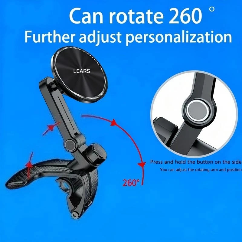 Lcars 360 ° Adjustable Dashboard Phone Holder Base, Equipped with Anti-Slip Silicone Clip and Magnetic Plate, Suitable for All Smartphones, Car Phone Holder Base, Adjustable Phone Holder, Modern Phone Mounting Device, Sturdy
