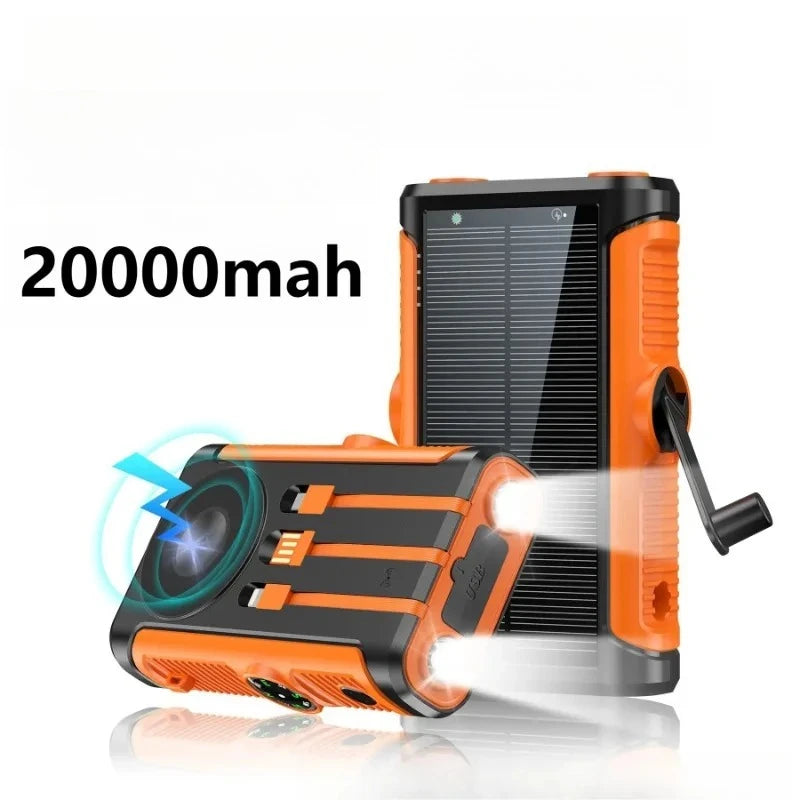 50000mAh Solar Power Bank 22.5W Magnetic Wireless Charging Camping Powerbank with Cables External Battery for IPhone Magsafe