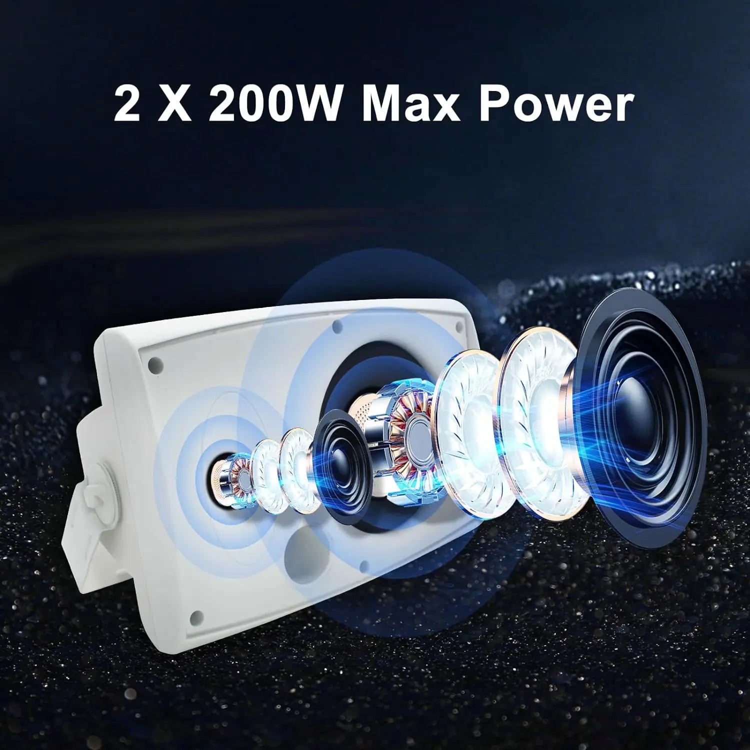 Herdio 2PCS 6.5‘’ 400W Outdoor Passive Speakers Wired Waterproof With Powerful Bass Wall Mount Speakers For Patio Poolside
