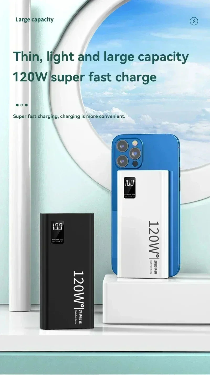 500000mAh 120W Power Bank Большая емкость Супер быстрая зарядка батареи Зарядка