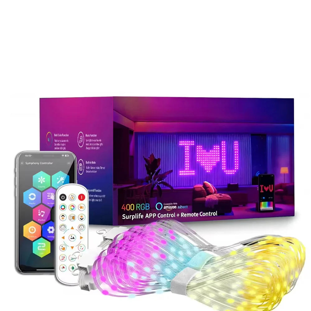 400-800 LED Smart Curtain Lights String Lights with App Remote Control Music Sync Christmas Curtain String Outdoor Fairy Lights