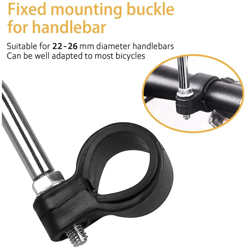 The bicycle rearview mirror can rotate 360 degrees. There is a reflector on the back of the bicycle rearview mirror.