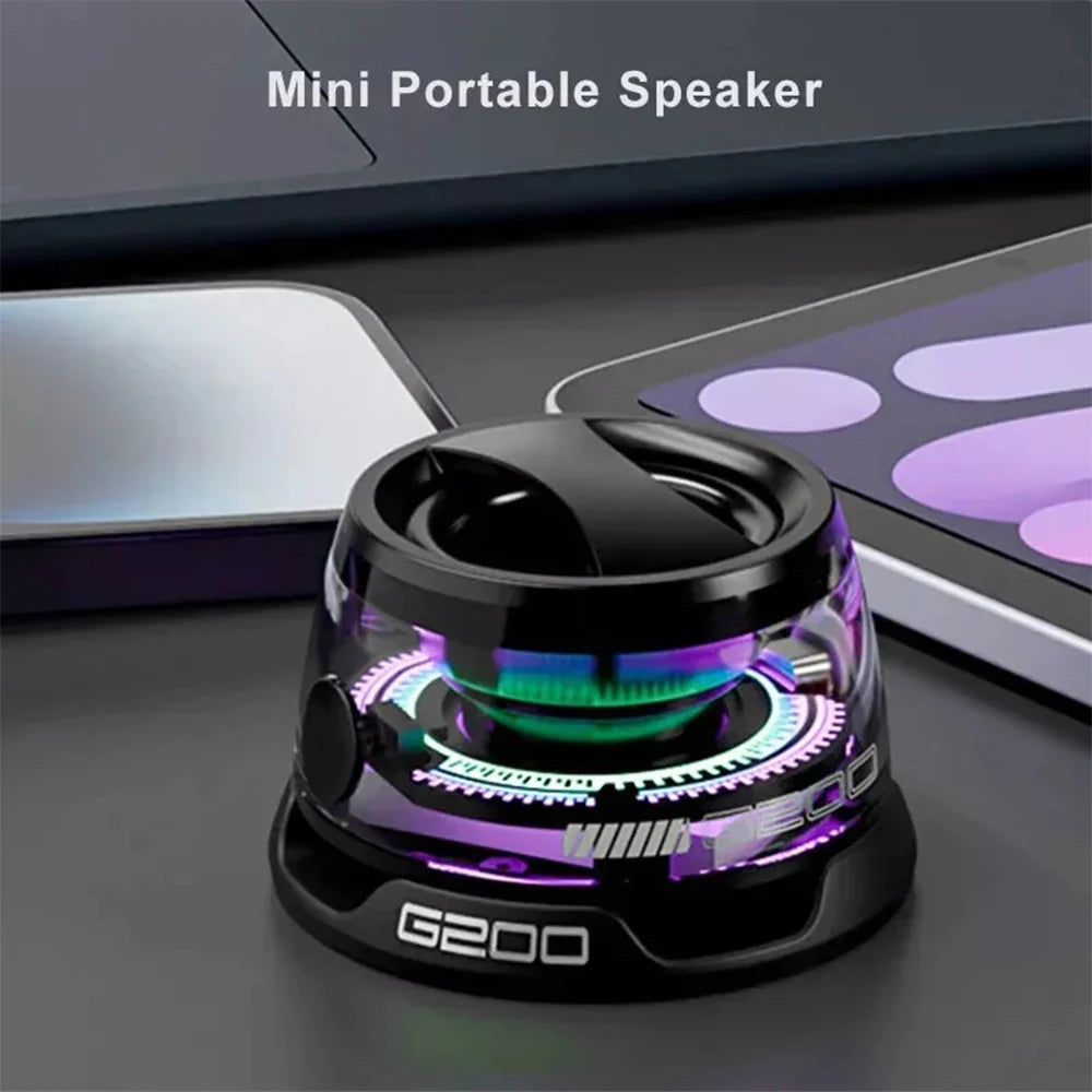 Outdoor Magnetic Bluetooth5.3 Speaker Wireless Portable Mini Travel Stereo Speaker with RGB Color Light and Phone Holder for Ios